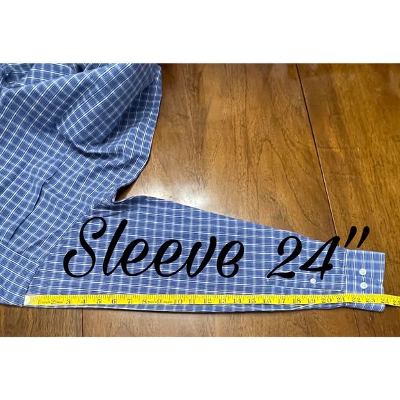 Beverly Hills Polo Club Men’s Blue Checkered Dress Shirt (Size L) - Picture 7 of 8